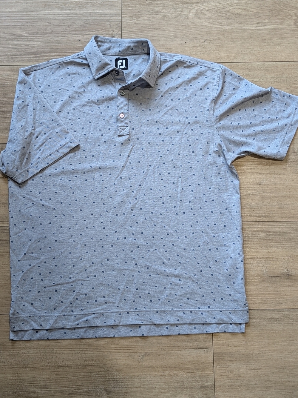 FootJoy Men’s XL Performance Golf Polo Grey Blue Pattern Stretch
